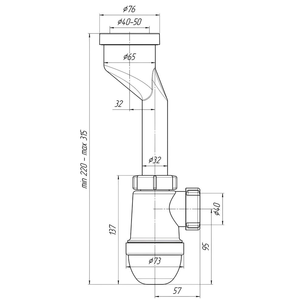 Сифон для писсуара 40х40/50 АНИпласт U0100
