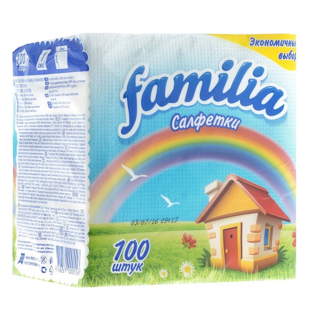 Салфетки бумажные 100шт Familia