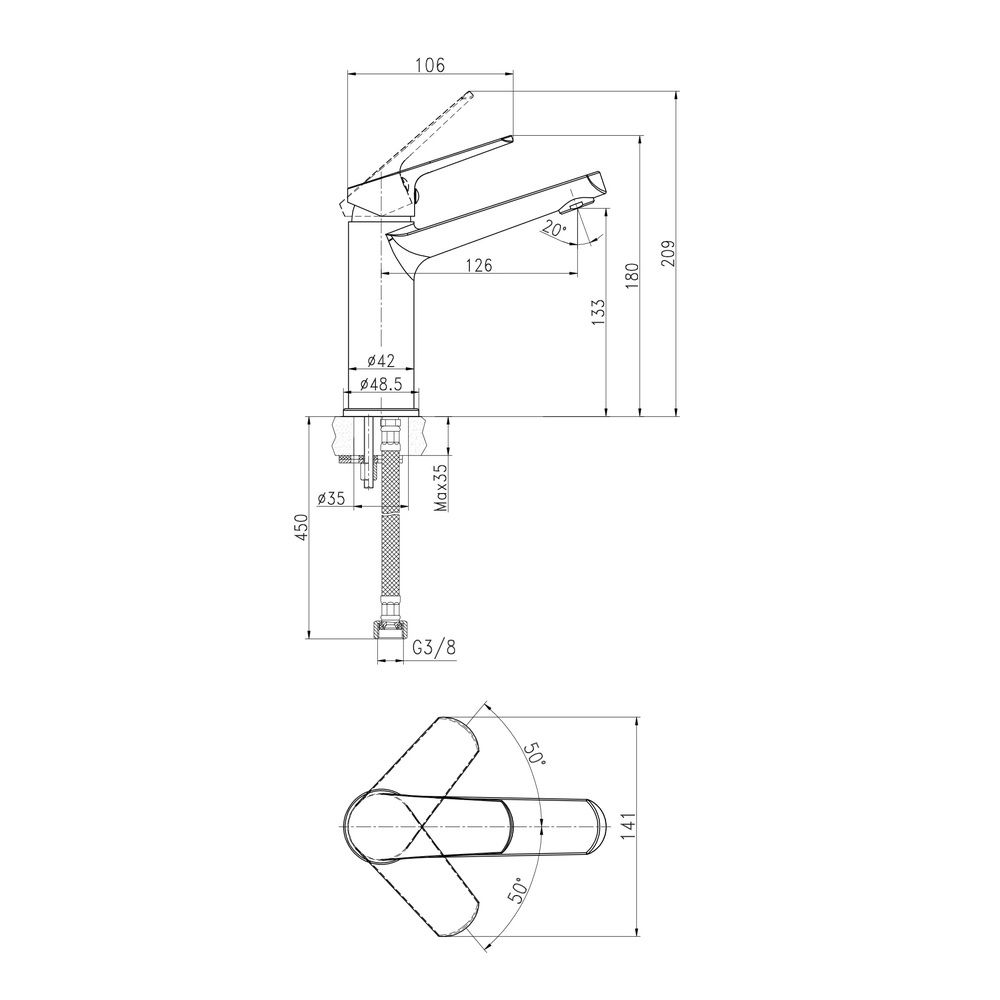 Смеситель для раковины Flavis однорычажный