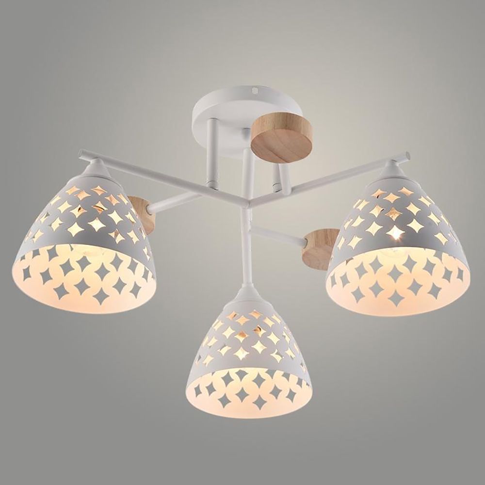 Люстра потолочная XA1527B/3 WH+WOOD 3х60Вт E27 d48 см h25 см белый/дерево