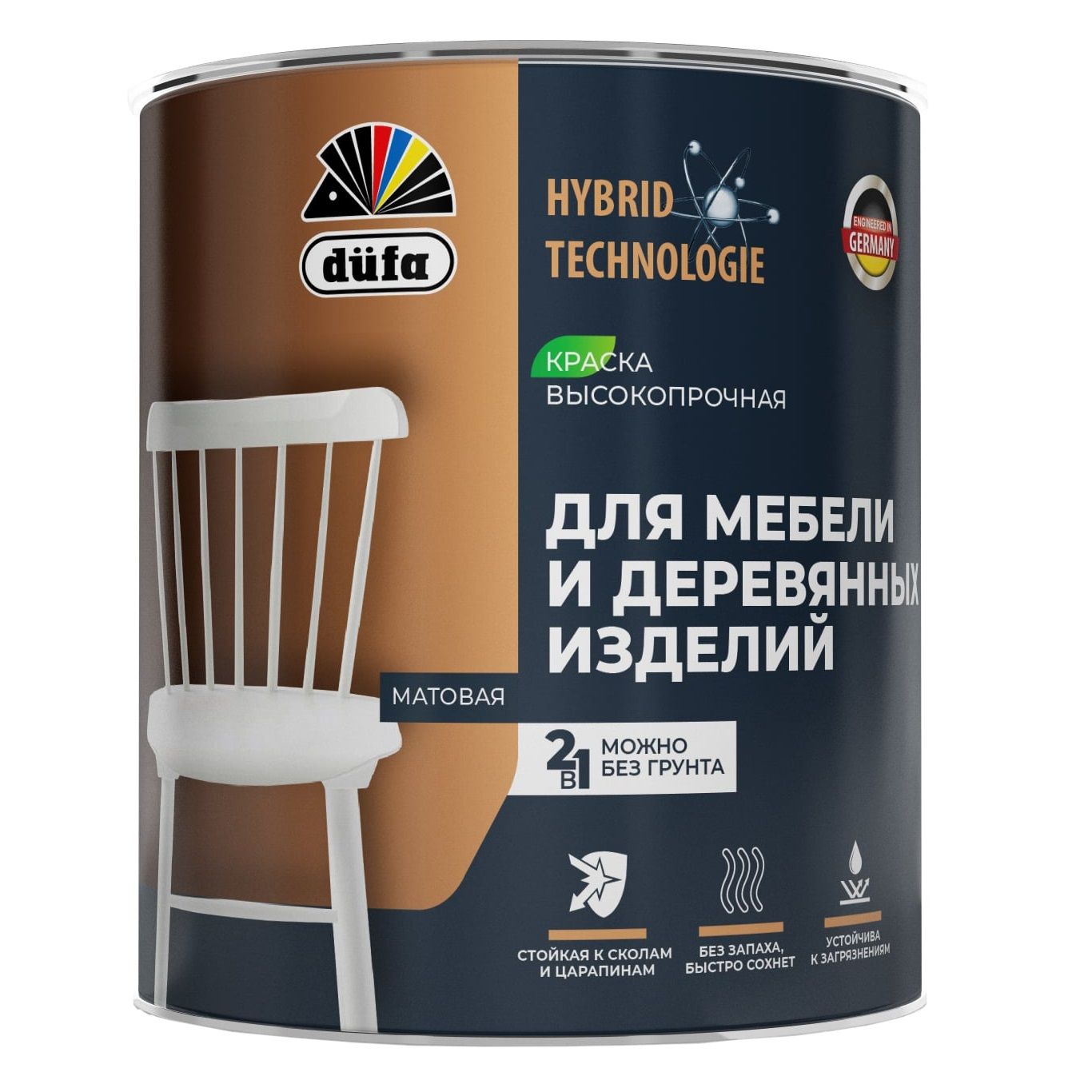 Краска для мебели и деревянных изделий Dufa База 1 белая 0,75 л