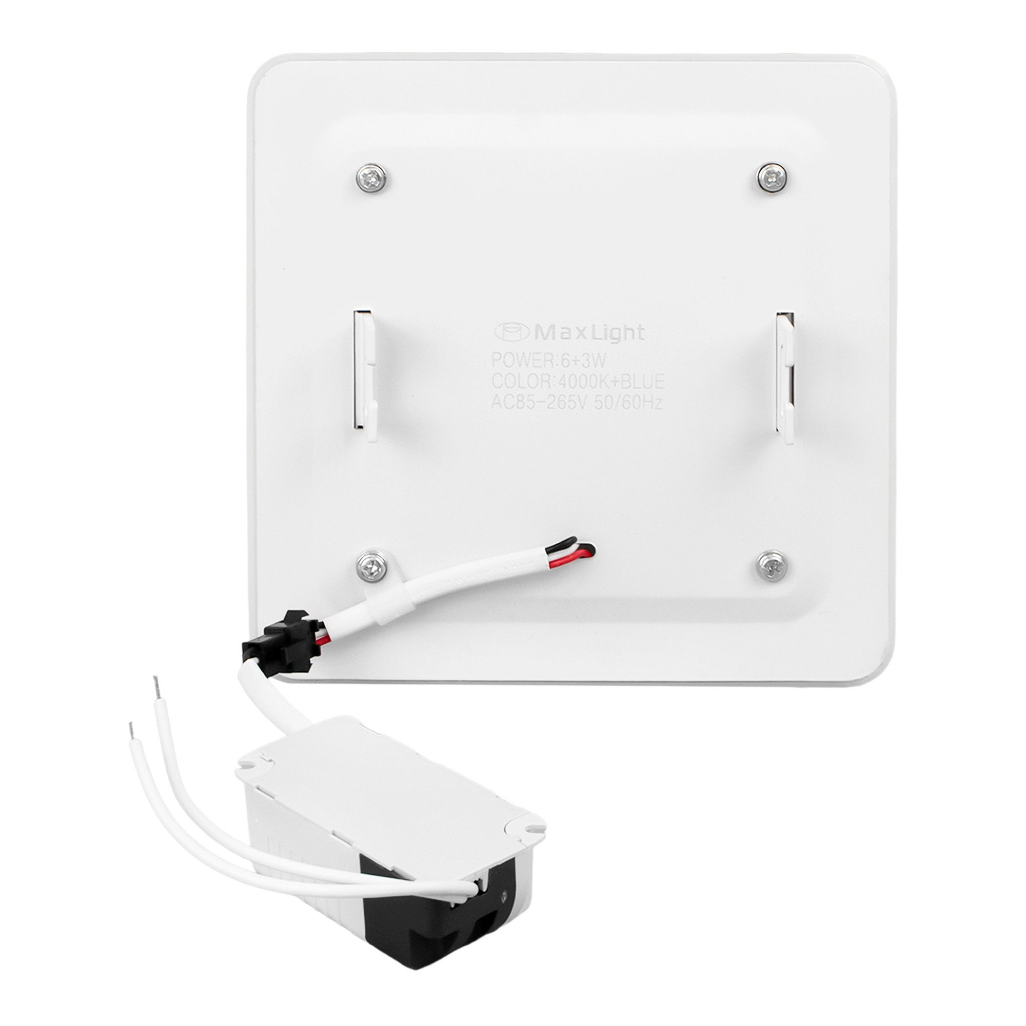 Светодиодный светильник 9 Вт 4000K+ синий 6+3 ВТ 145*145/105 мм  алюминий, белый LPS 9W 3RM