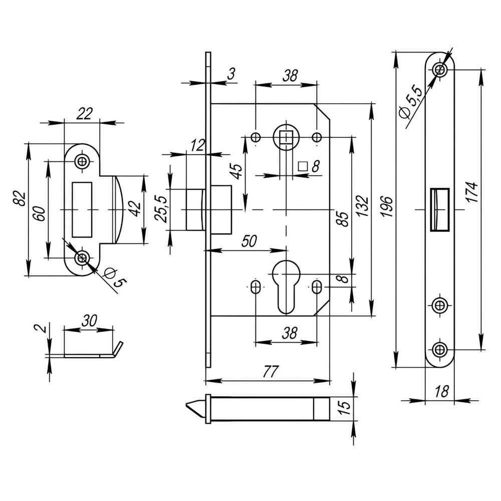 Защелка Morelli 1885P PG  золото с пластиковым язычком