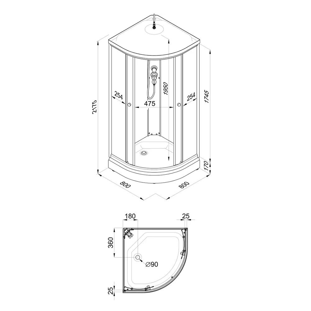 Душевая кабина Ультра 80х80х217,5 см А ДН4
