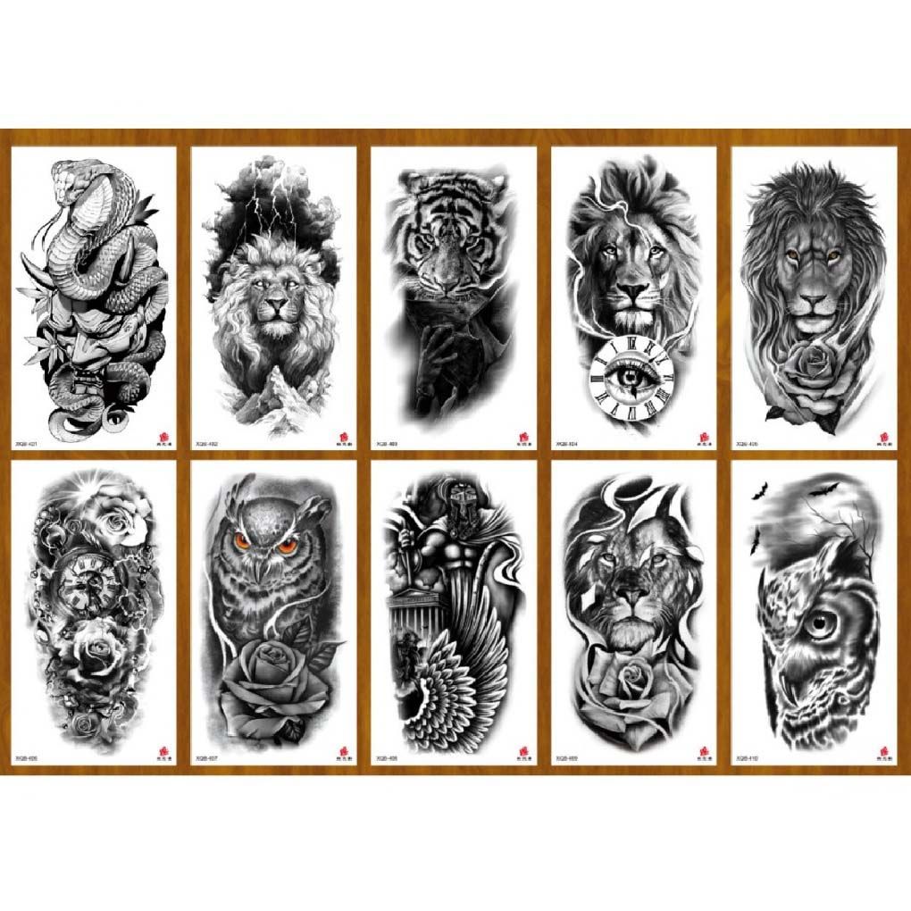 Татуировка-наклейка Животные ч/б цвет микс 1 11,4х21 см арт.ТА-1758