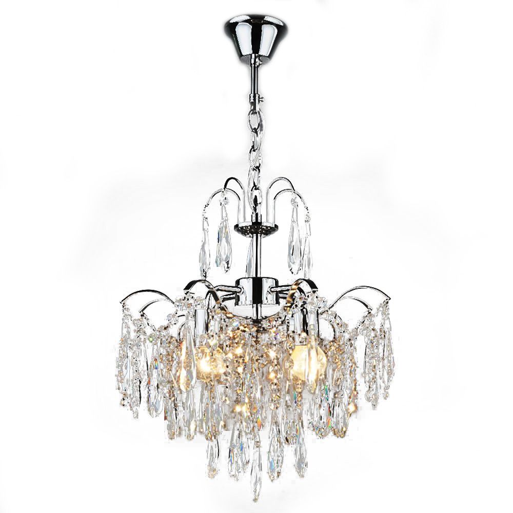 Люстра потолочная E1602/4 CR 4х40Вт E27 d370 h420 QH19 хром/хрусталь