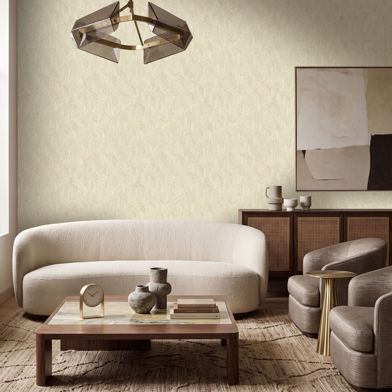 Обои Euro Decor Триада 7388-01 бежевые геометрия 1,06х10,05 м