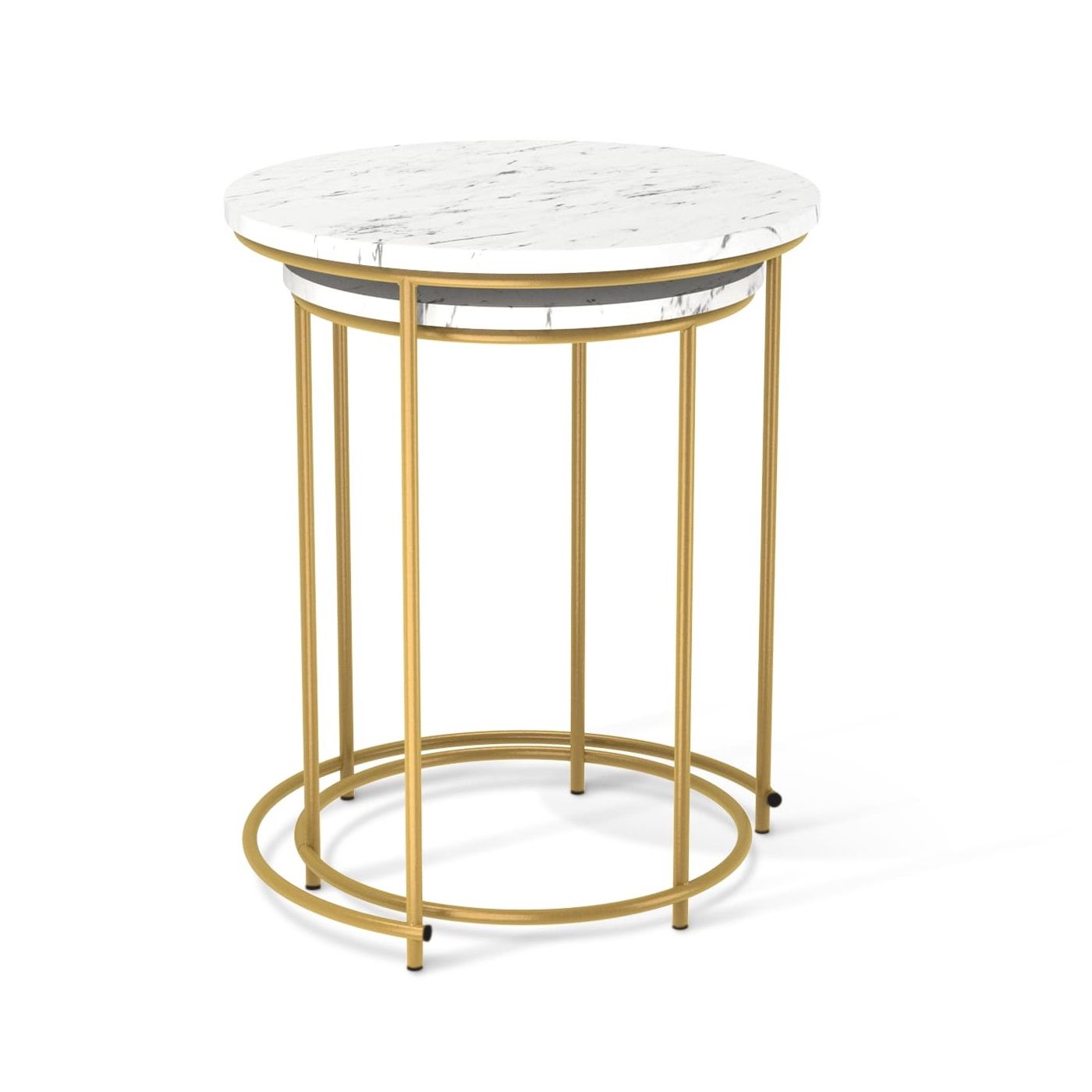 Стол журнальный Sheffiltot SHT-CT7 435х435х550 мм Мрамор каррара Белый/Золото