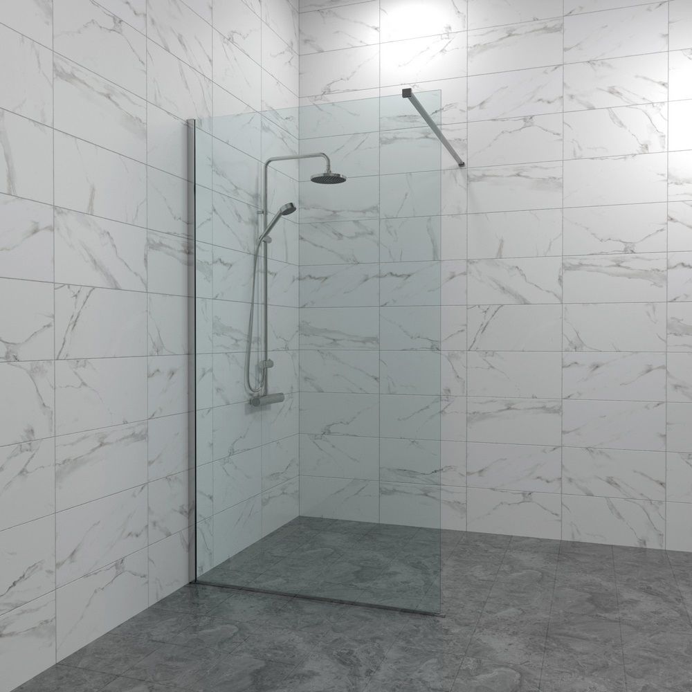 Перегородка душевая Triton Плано-Хром 800х2000 мм стекло прозрачное, профиль хром