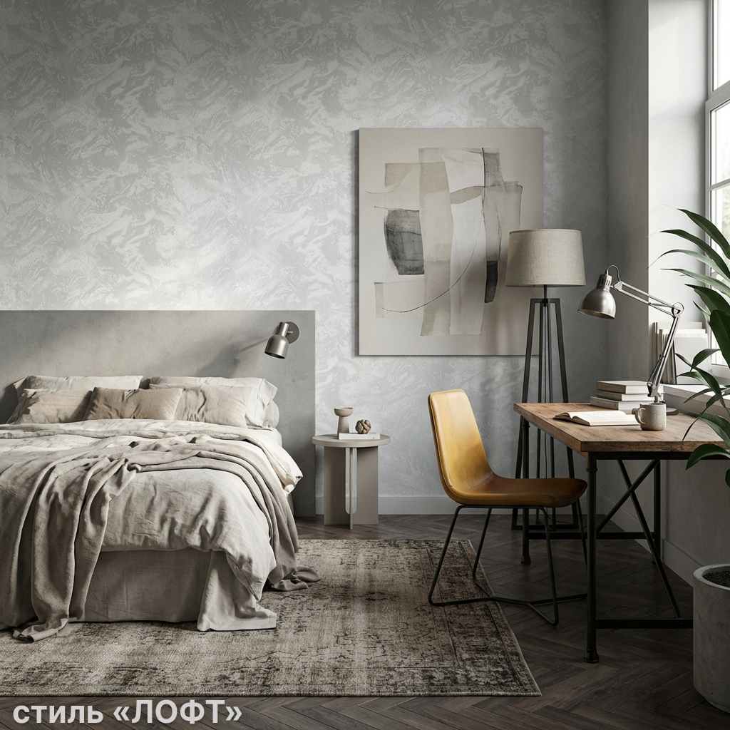 Обои Green Walls Фернандо С50 5056 01 светлые серые штукатурка 1,06х10,05 м