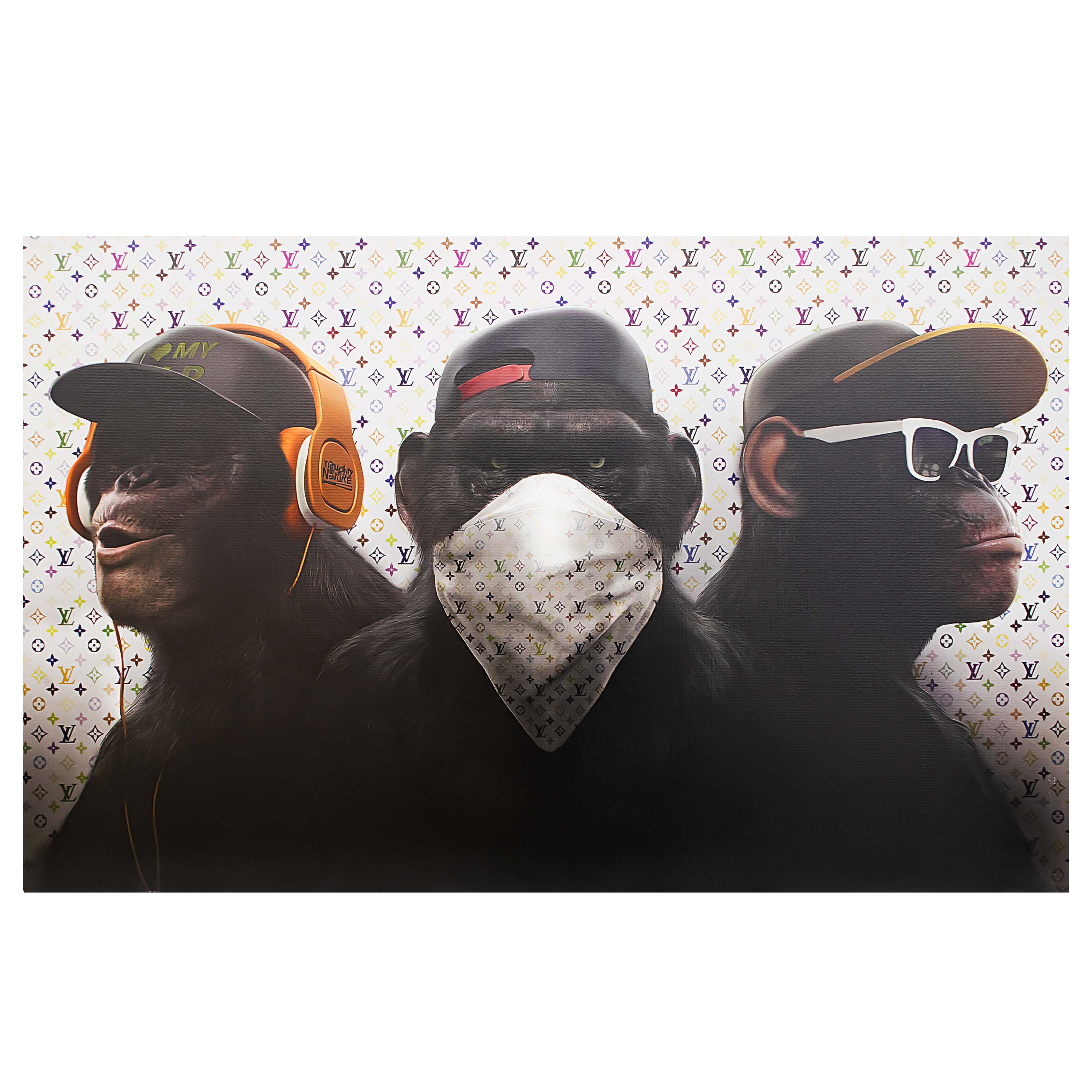 Холст H-1258L 60x100 см Три обезьяны на граффити