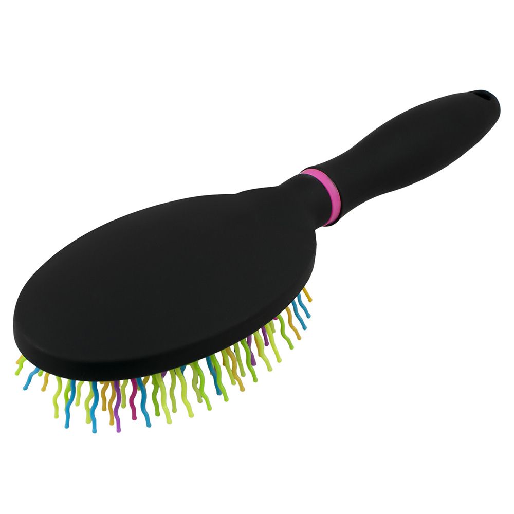 Расческа массажная Мираж 24 см черная разноцветные зубчики