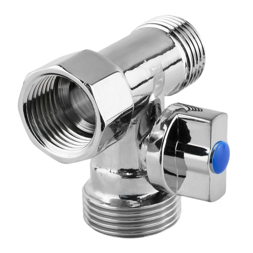 Кран шаровой трехходовой 1/2"-3/4"-1/2" ВР/НР/НР