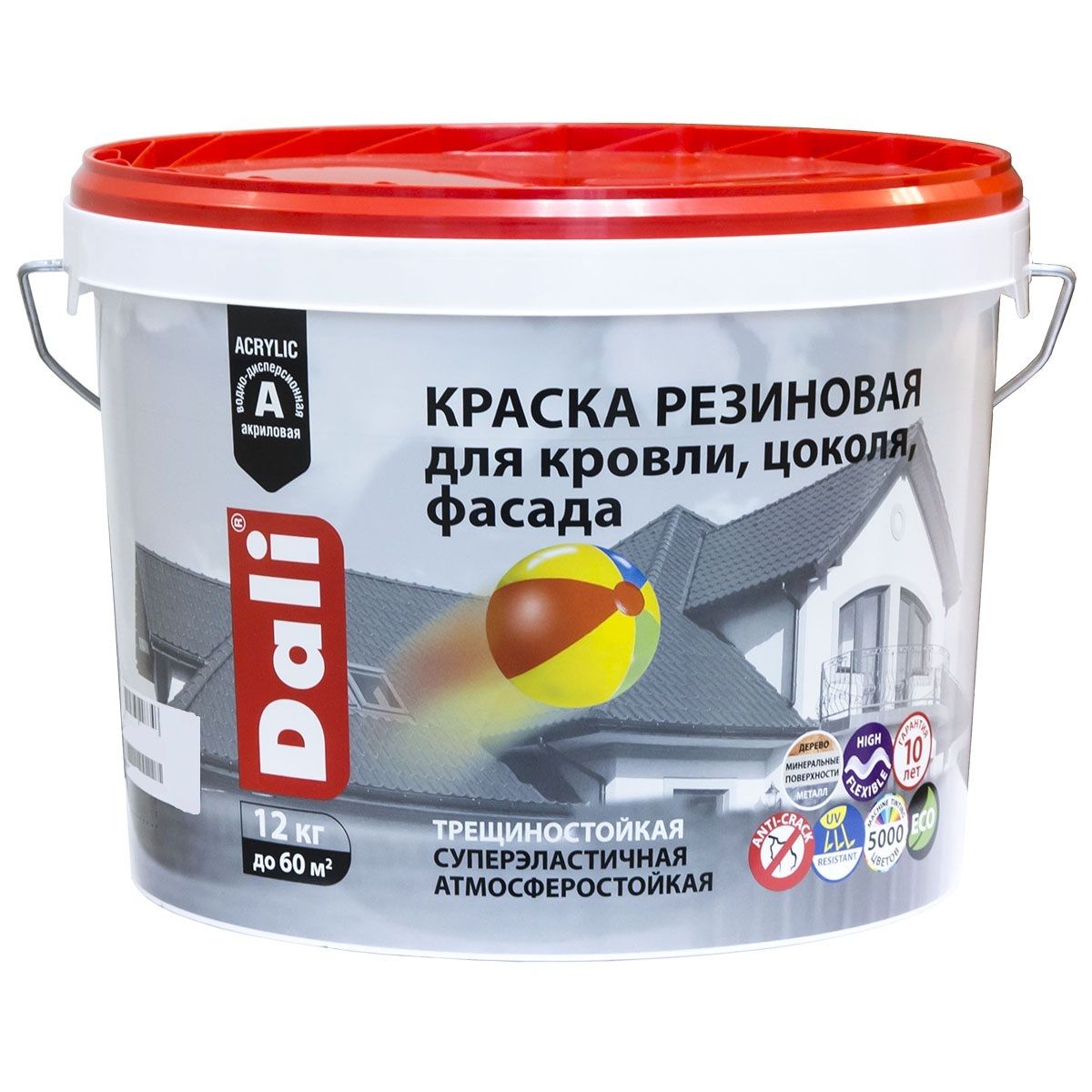 Краска резиновая для кровли, цоколя, фасада  "DALI" коричневый 12кг