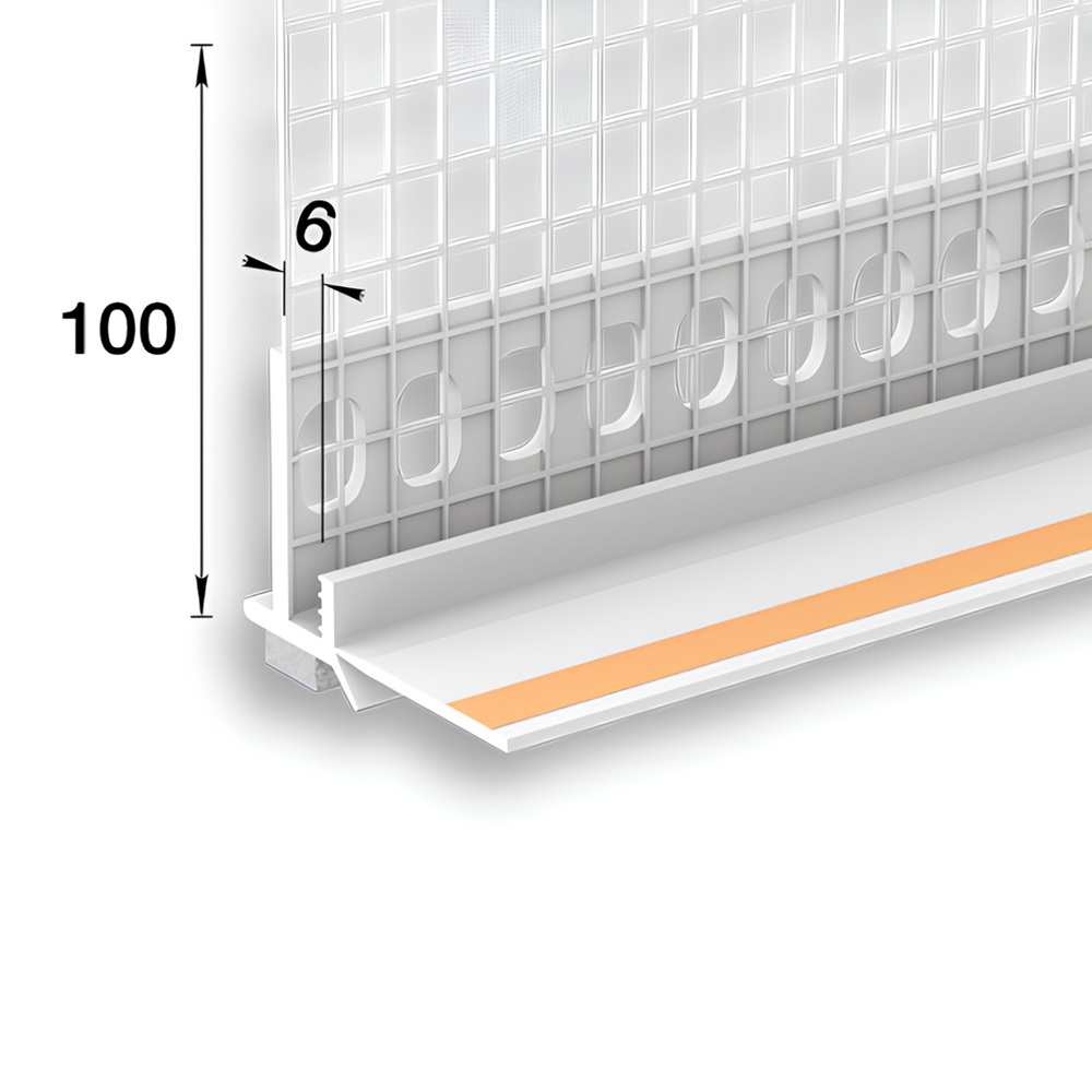 Профиль примыкающий оконный ПВХ с сеткой Идеал 100х2500 мм белый