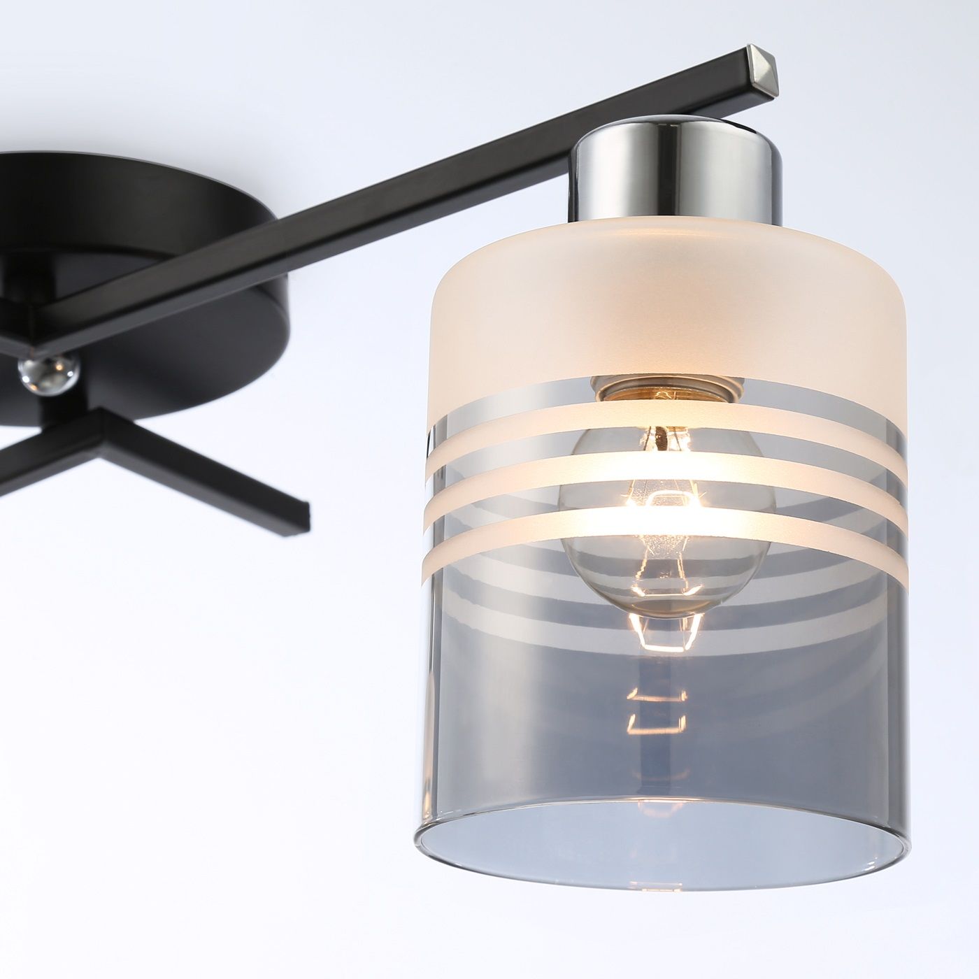 Люстра потолочная TR303211/2 BK/CH/SM/FR 2х60Вт Е27 50х17х20 см черный/хром/дымчатый/белый матовый