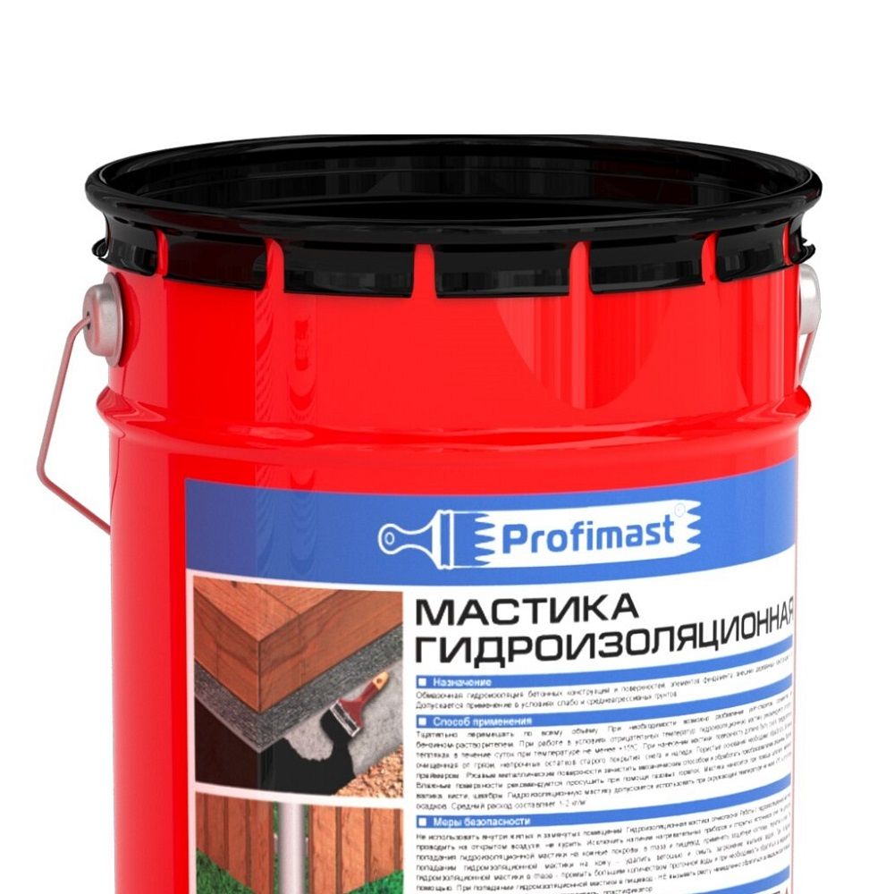 Мастика гироизоляционная битумная Profimast 18 кг/21,5 л