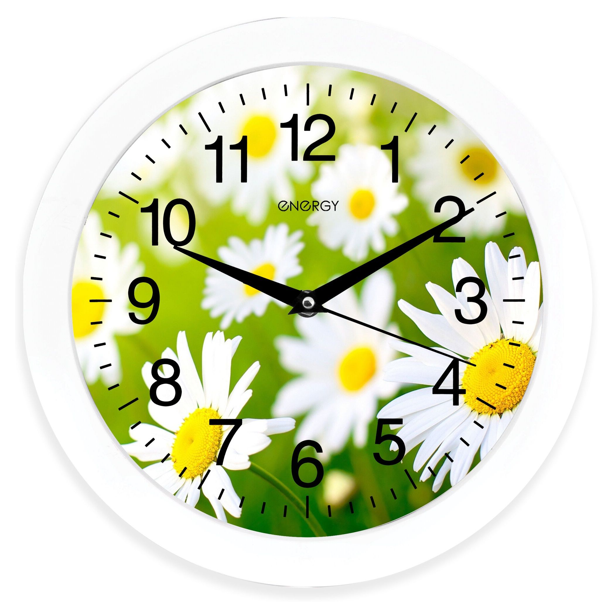 Часы настенные кварцевые Energy ЕС-98 ромашки круглые d27,5 см