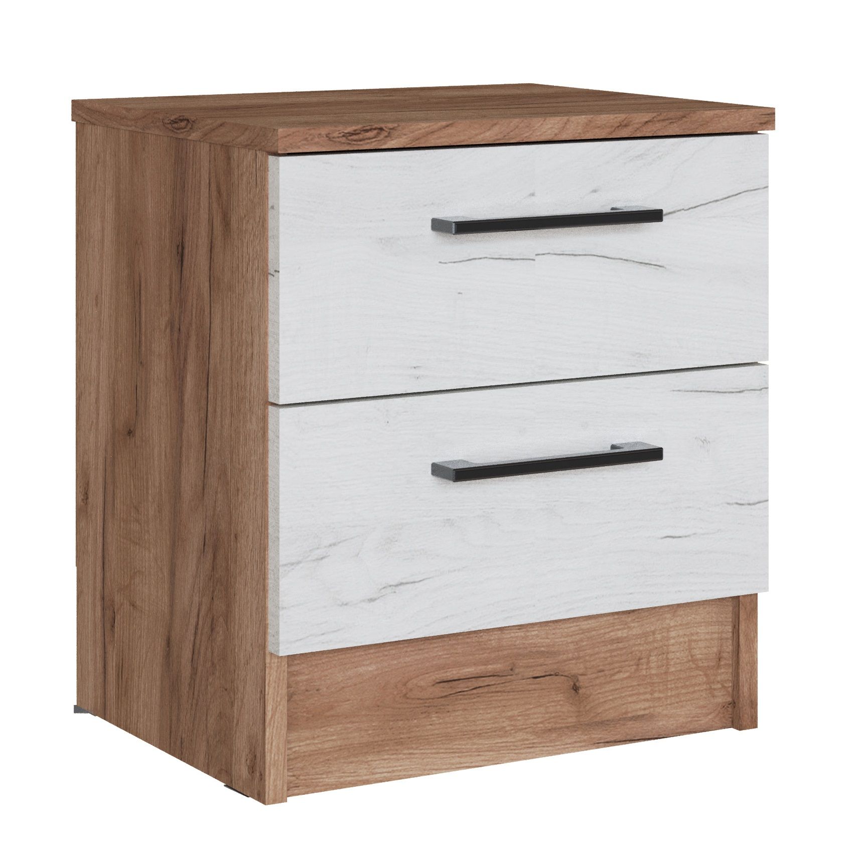 Тумба прикроватная Вегас 402х434х450 мм 2 ящ Дуб крафт табачный/Дуб крафт белый