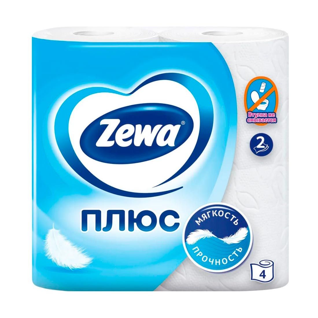 Туалетная бумага Zewa 2-слойная белая 4 рулона