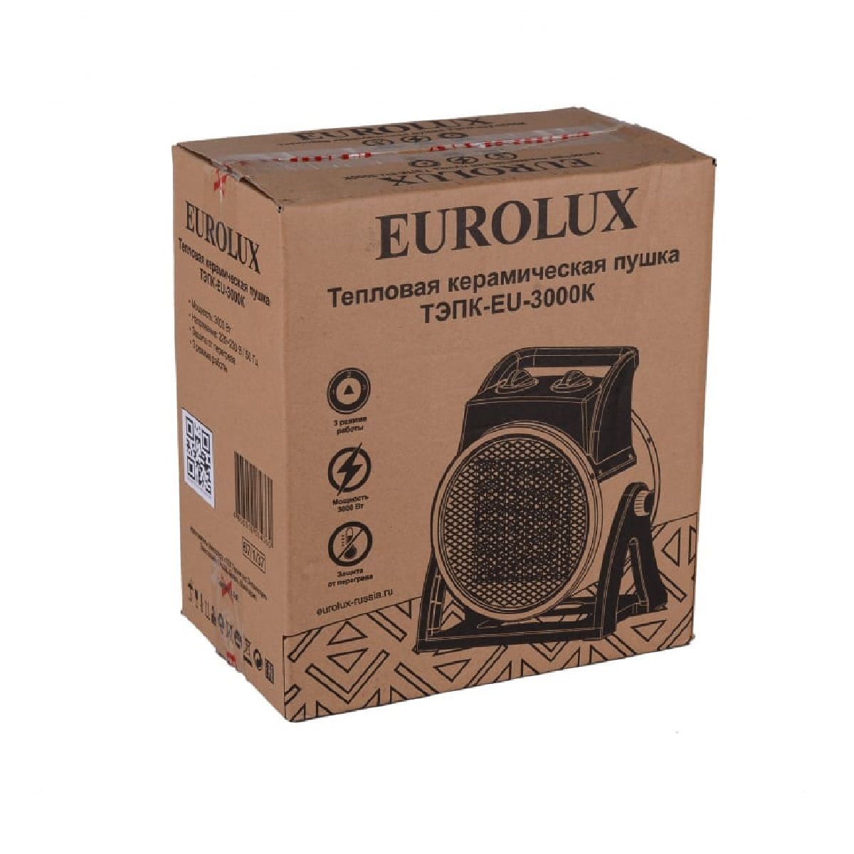 Пушка тепловая электрическая ТЭПК-EU-3000K керамический нагревательный элемент круглая Eurolux