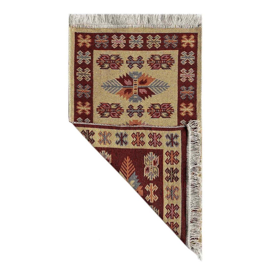 Коврик из хлопка Kilim Usak UK1971 60x120 см вишневый-кремовый