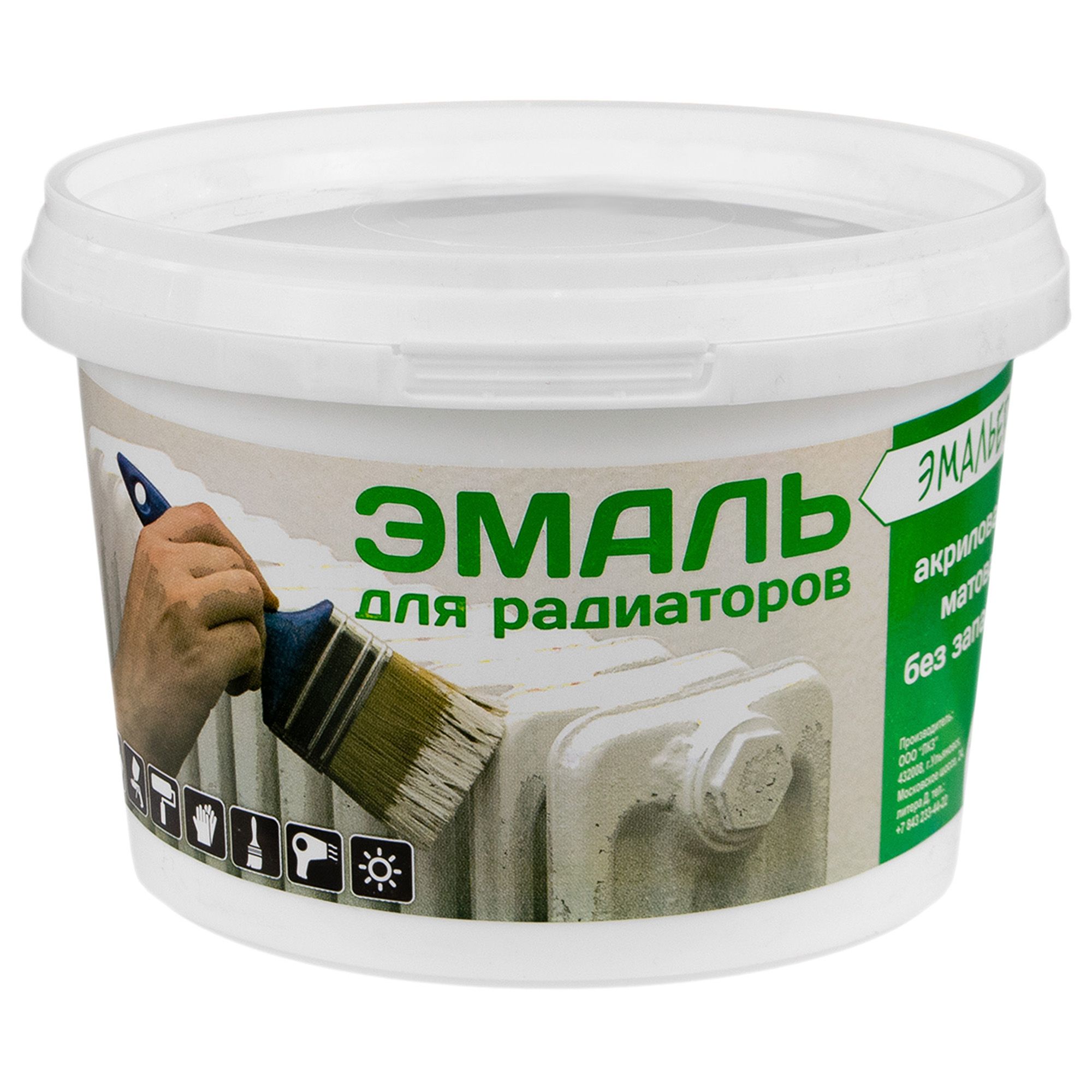 Эмаль акриловая для радиаторов Эмальер белая 0,4 кг