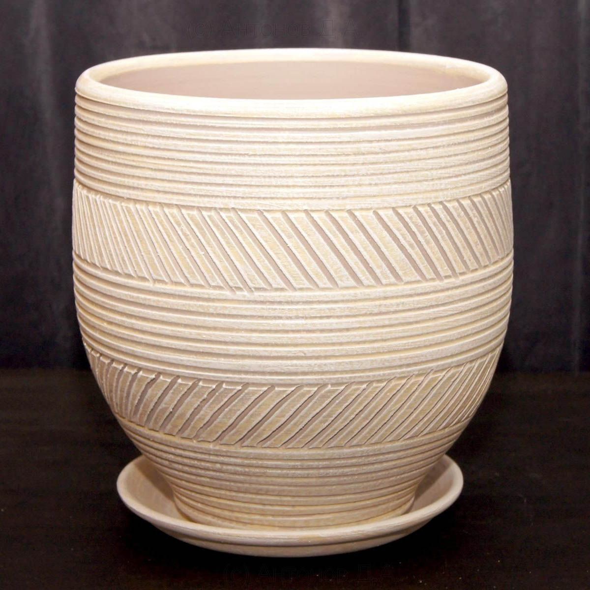 Горшок цветочный Страйп капучино овал 23 см 5,5 л