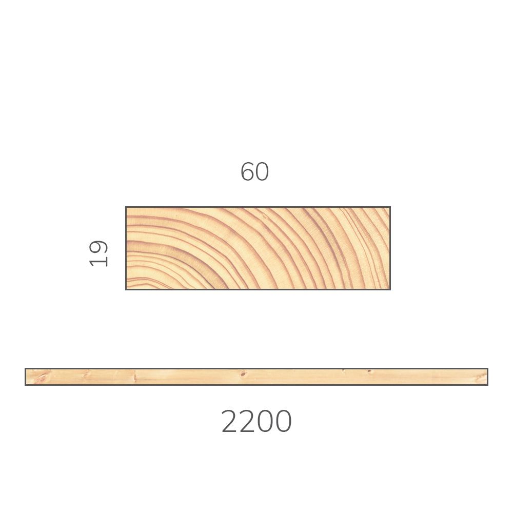 Рейка сращенная 19х60х2200 мм хвоя без сучков