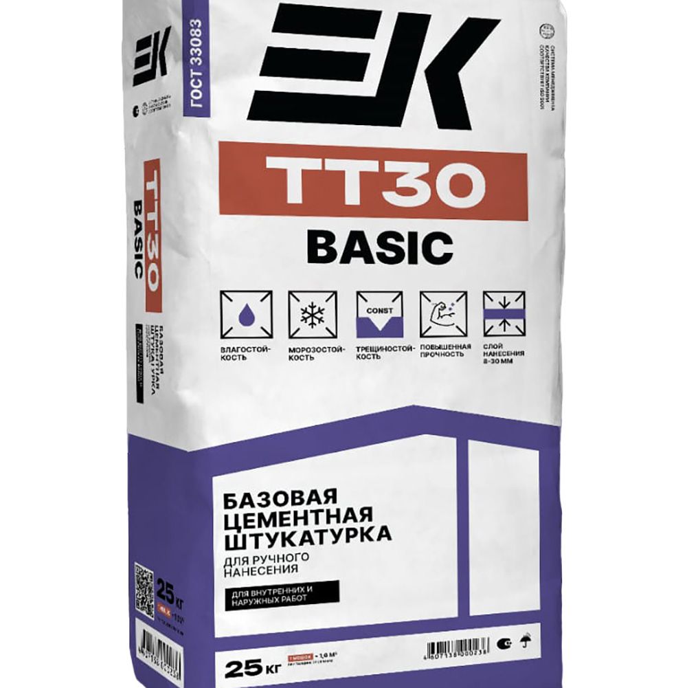 Штукатурка цементная ручного нанесения ЕК TТ30 25 кг