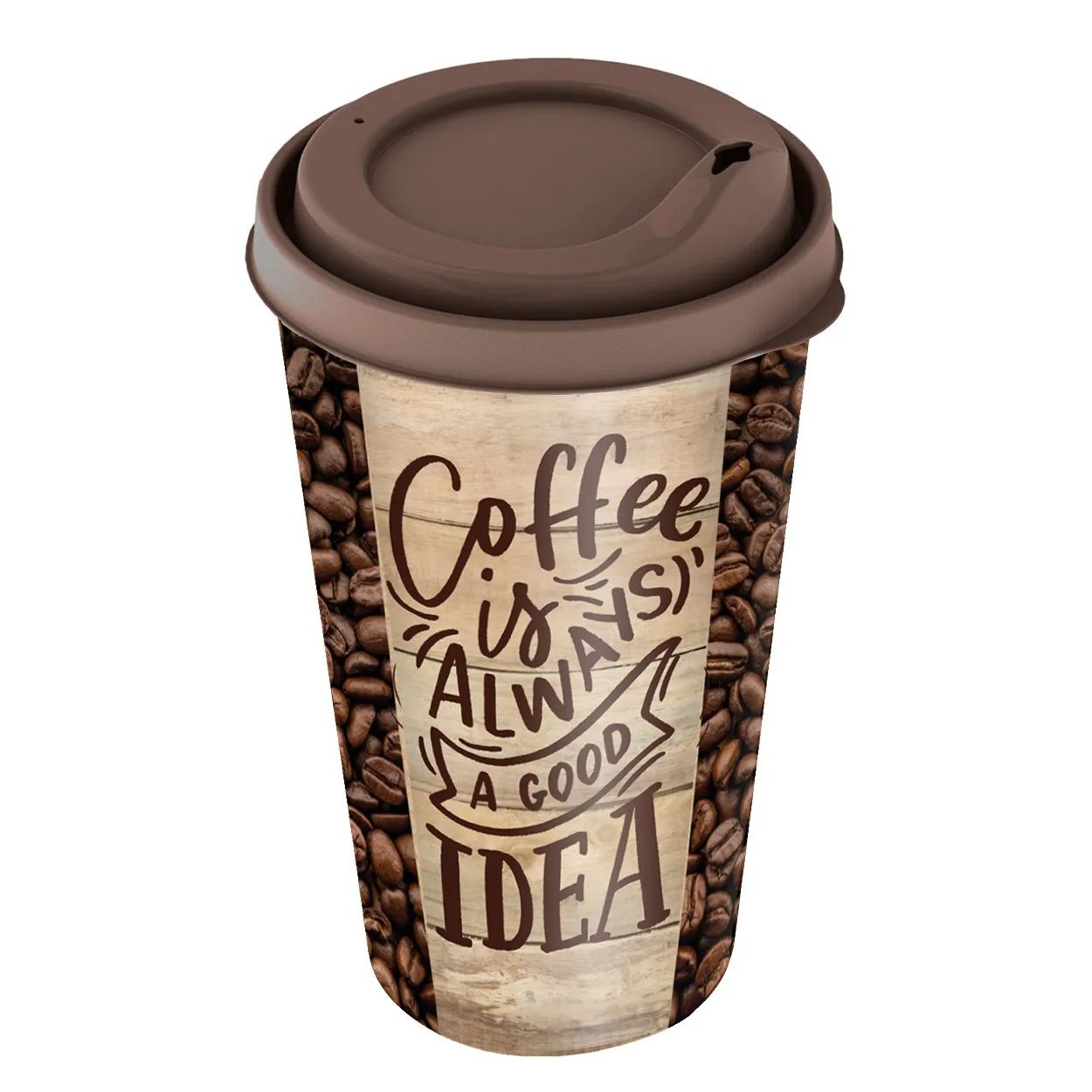 Стакан с крышкой Izi-Go 550 мл темно-коричневый