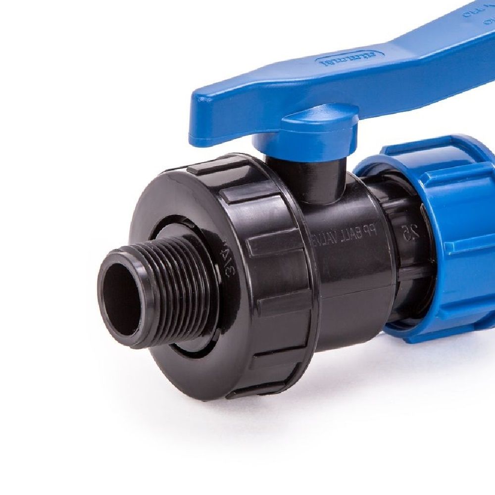 Кран шаровой ПЭ 25 мм х 3/4" НР PN10 РТП