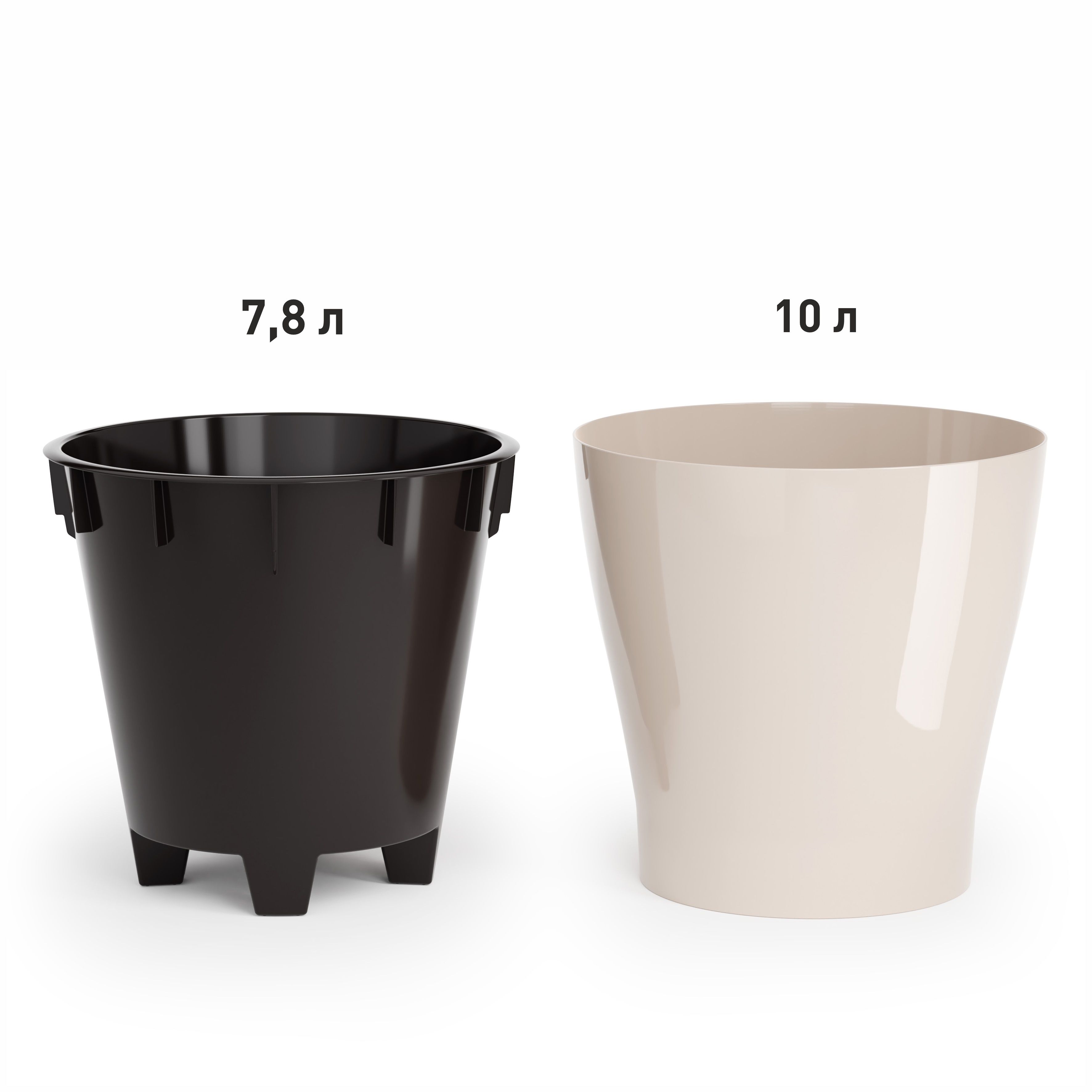 Горшок цветочный Лея бежевый 10 л двойной