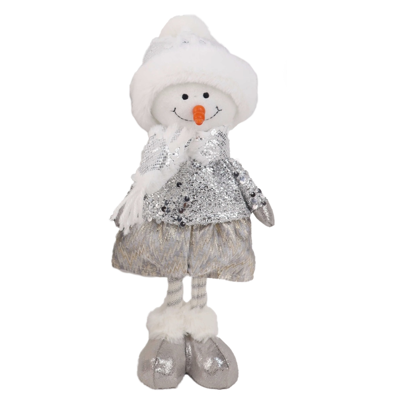 Изделие декоративное Снеговик мальчик стоящий 13x12x35 см серебро