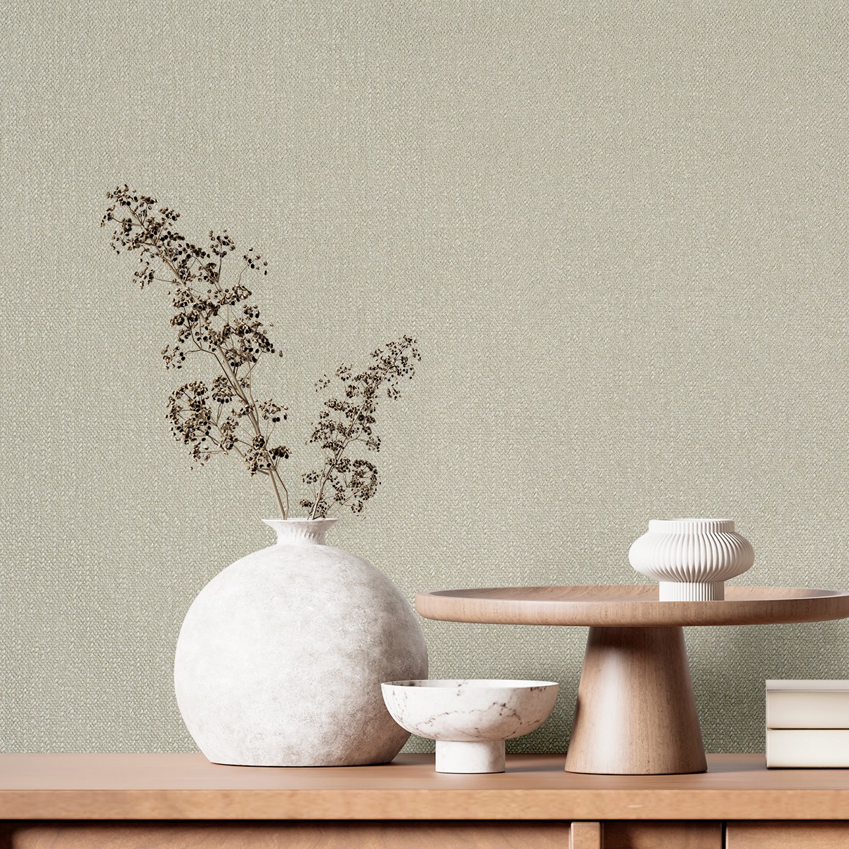 Обои Renowa Natali 589893 оливковые однотонные антивандальные 1,06х10,05 м