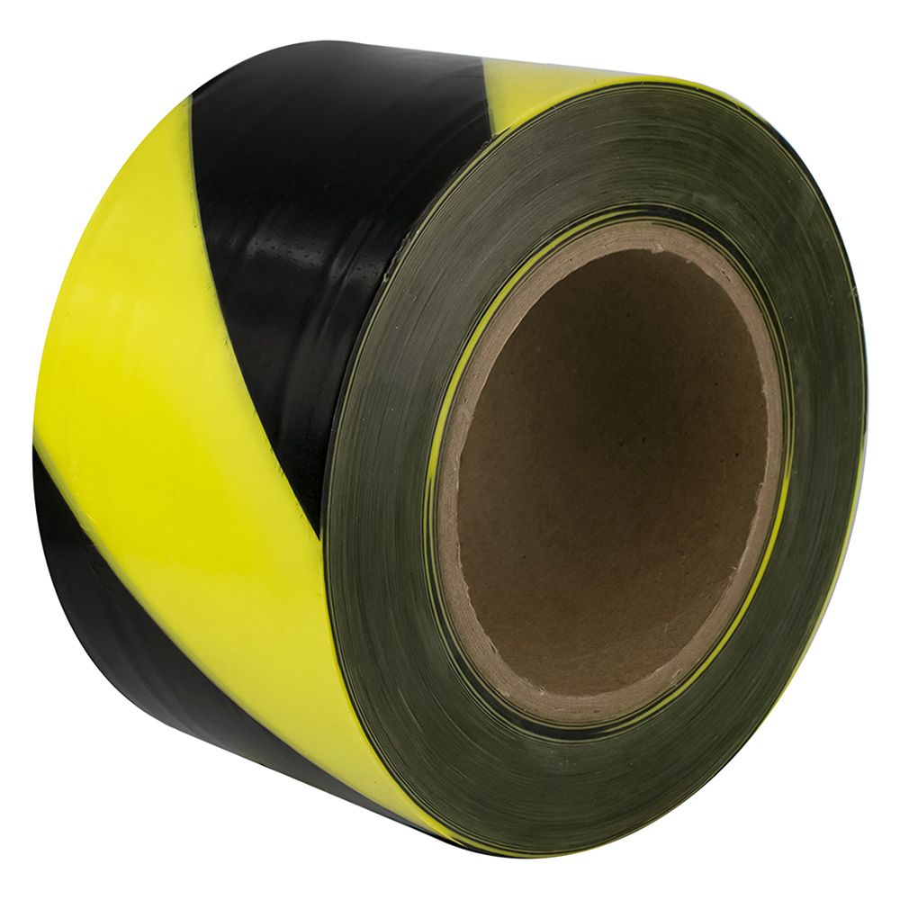 Лента клейкая сигнальная 75 мм х 200 м желто-черная SDM