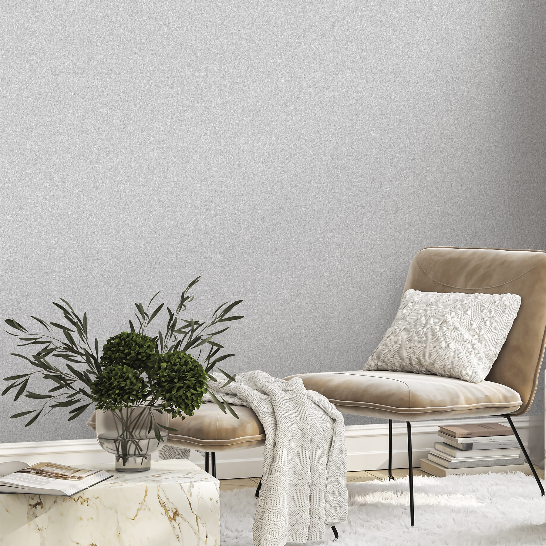 Обои Victoria Stenova Ideal Extra 585391 светлые серые однотонные 1,06х10 м