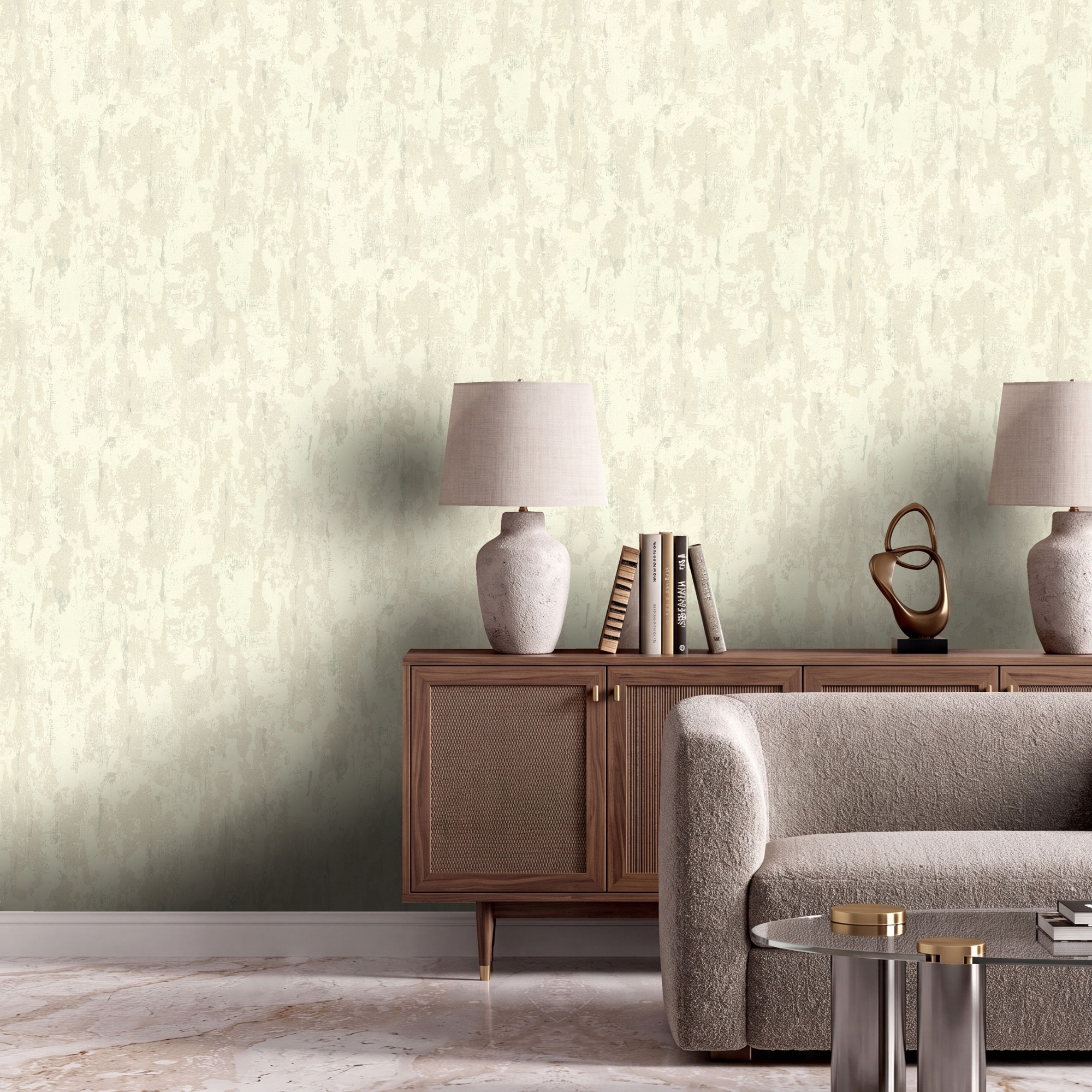 Обои Euro Decor Фреска 7387-01 белые штукатурка 1,06х10,05 м