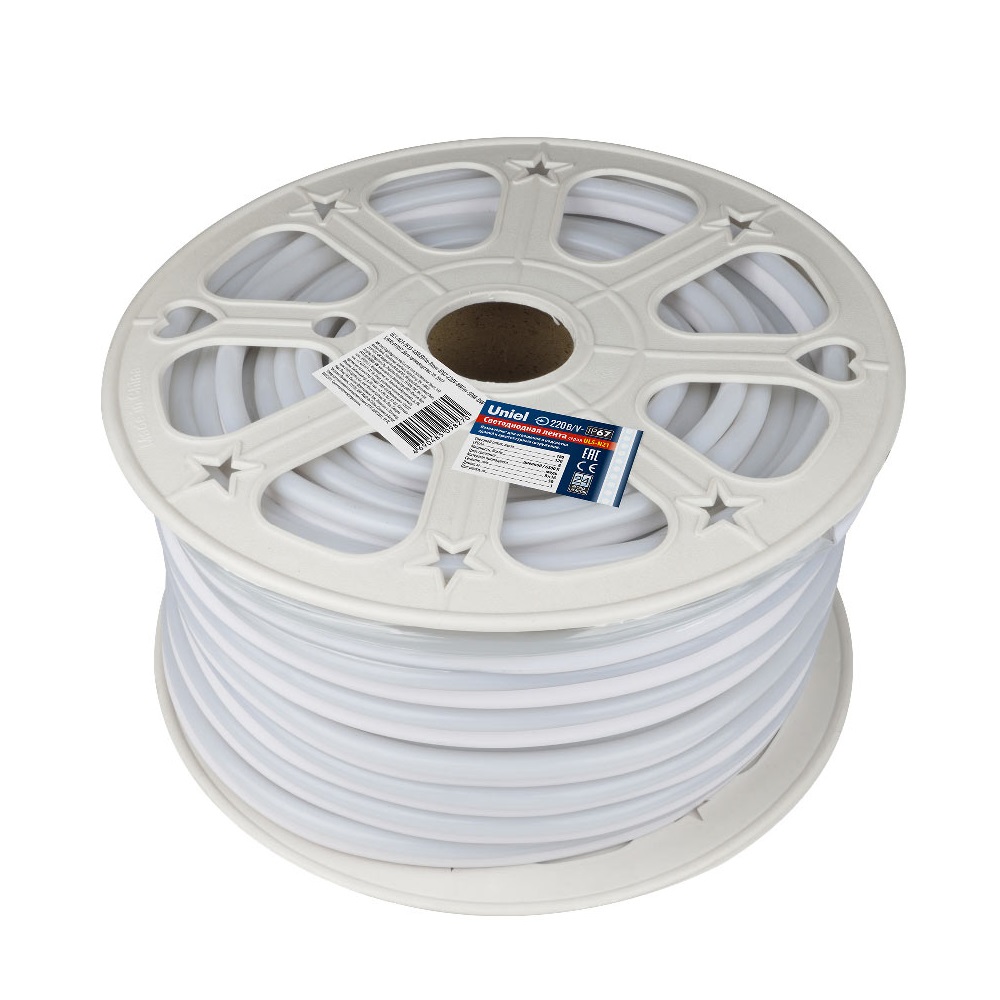 Лента светодиодная NEON ULS-N21-2835-120LED/m-8mm-IP67-220V-8W/m-50M-RED 50 м красный свет Uniel гибкая герметичная