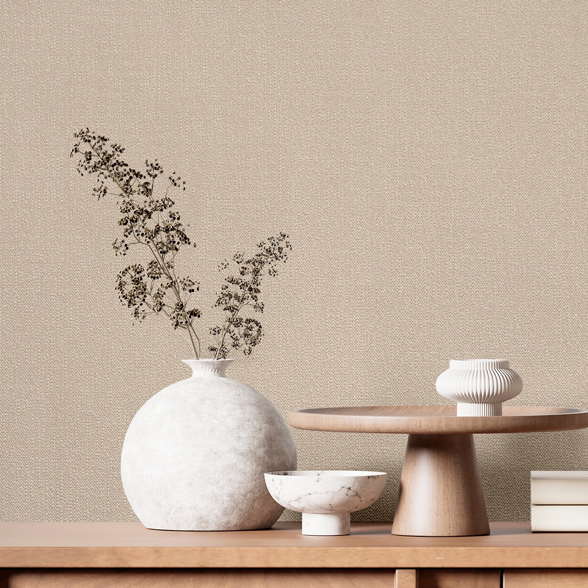 Обои Renowa Natali 589898 бежевые однотонные антивандальные 1,06х10,05 м