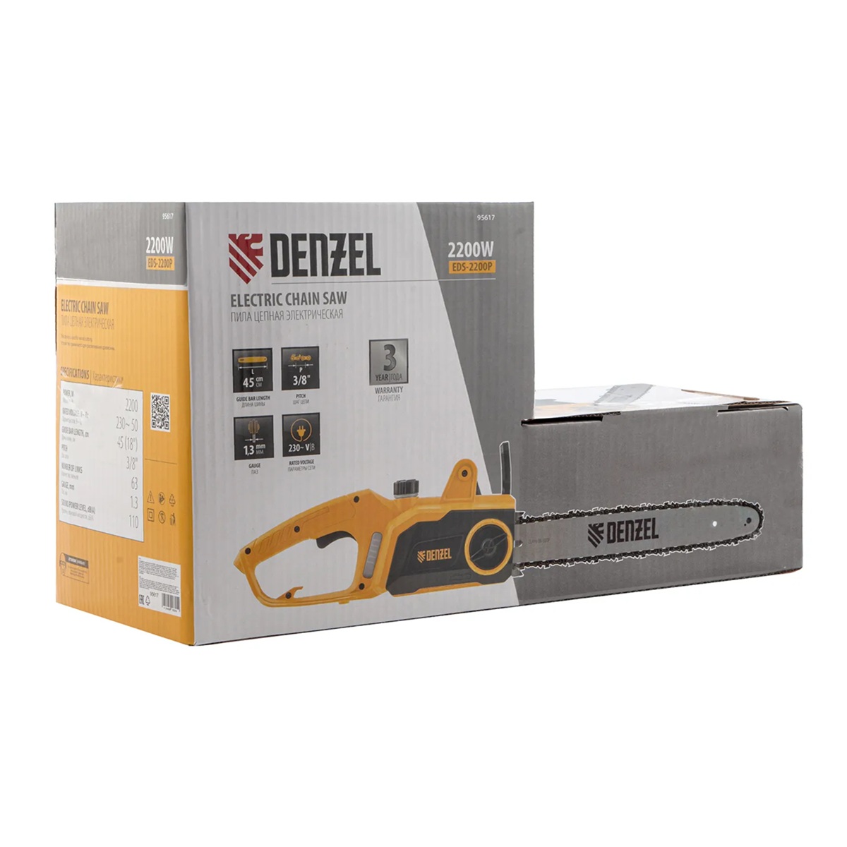 Пила цепная электрическая Denzel EDS-2200P 2200Вт шины 18"/45 см