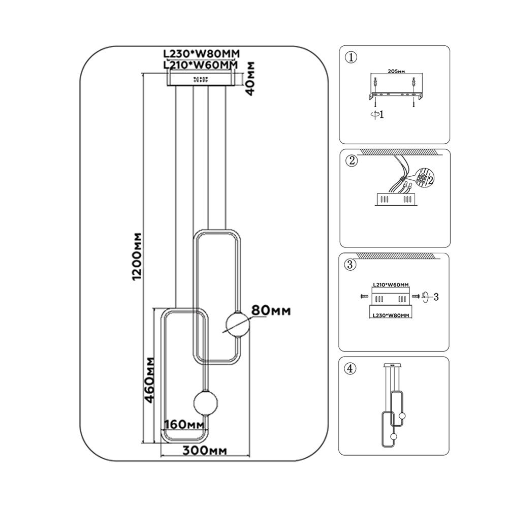 Светильник подвесной светодиодный FL66365/2 WH белый 38W 4200K 300х80х1200 мм