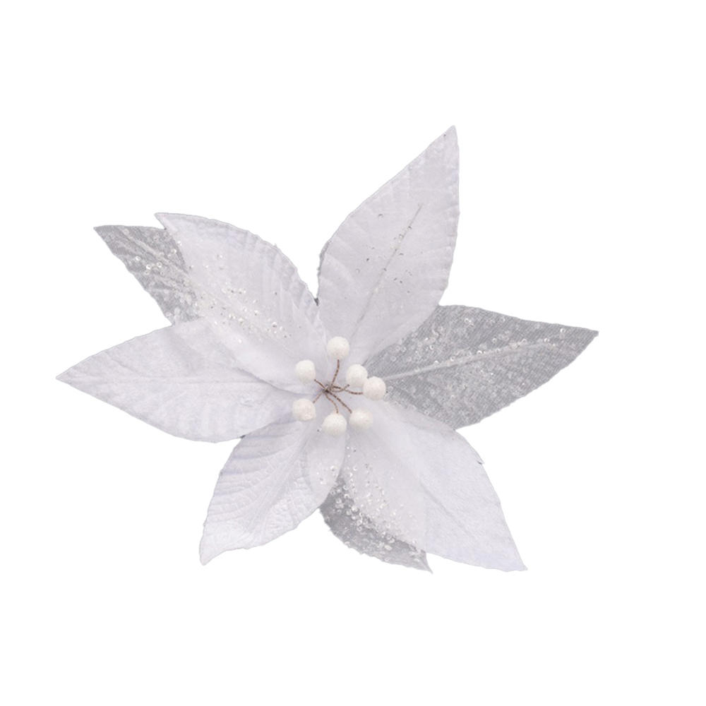 Украшение новогоднее Моя Елочка Пуансеттия 25х30 см белый 2024-8328