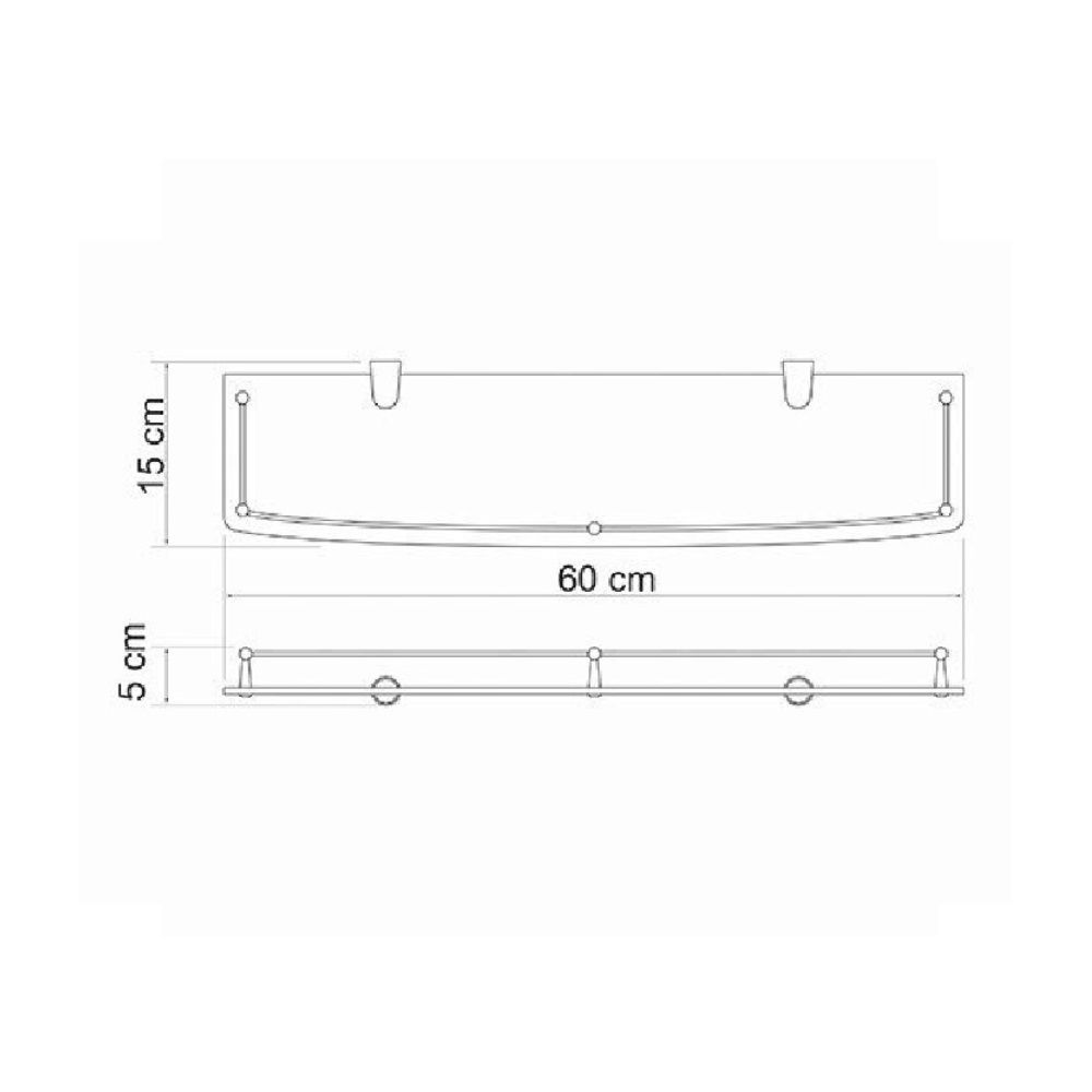 Полка для ванной стеклянная с бортиком К-555