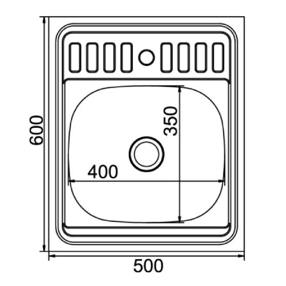 Мойка MIXLINE накладная нержавейка квадрат 600х500х0,4мм 16см