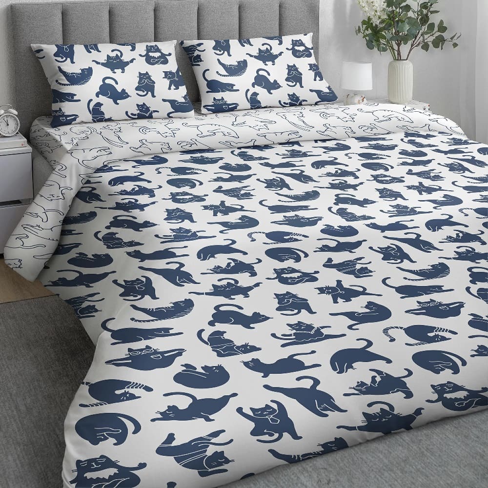 КПБ 2-х спальный Волшебная Ночь с наволочками 50х70 см ранфорс Yoga cat