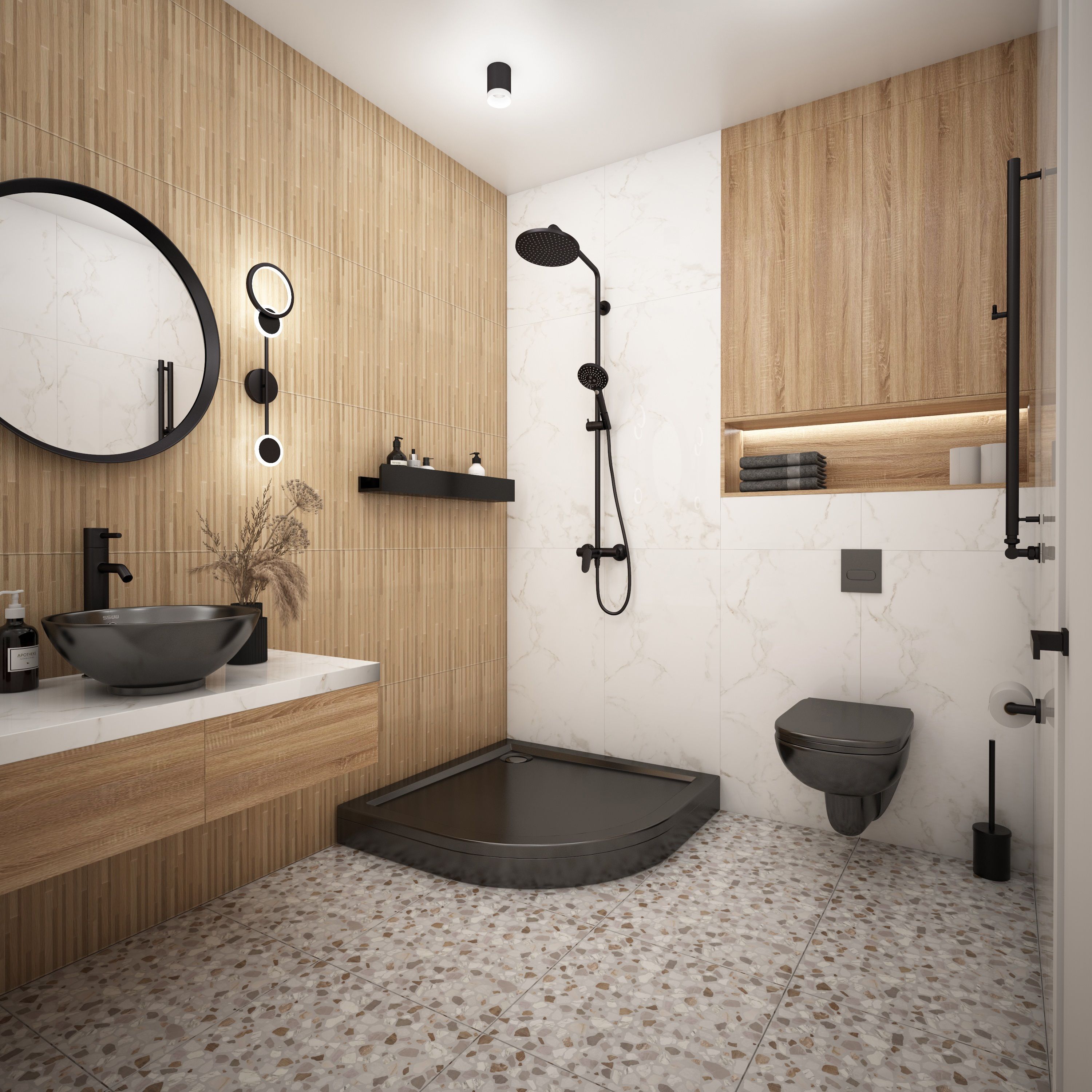 Поддон душевой акриловый City Star Black 100х100 см полукруглый низкий