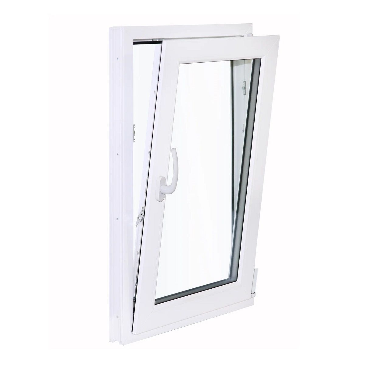 Окно ПВХ 700х1100 одностворчатое поворотно-откидное правое Ст-т 24 мм профиль Novoline 58 мм