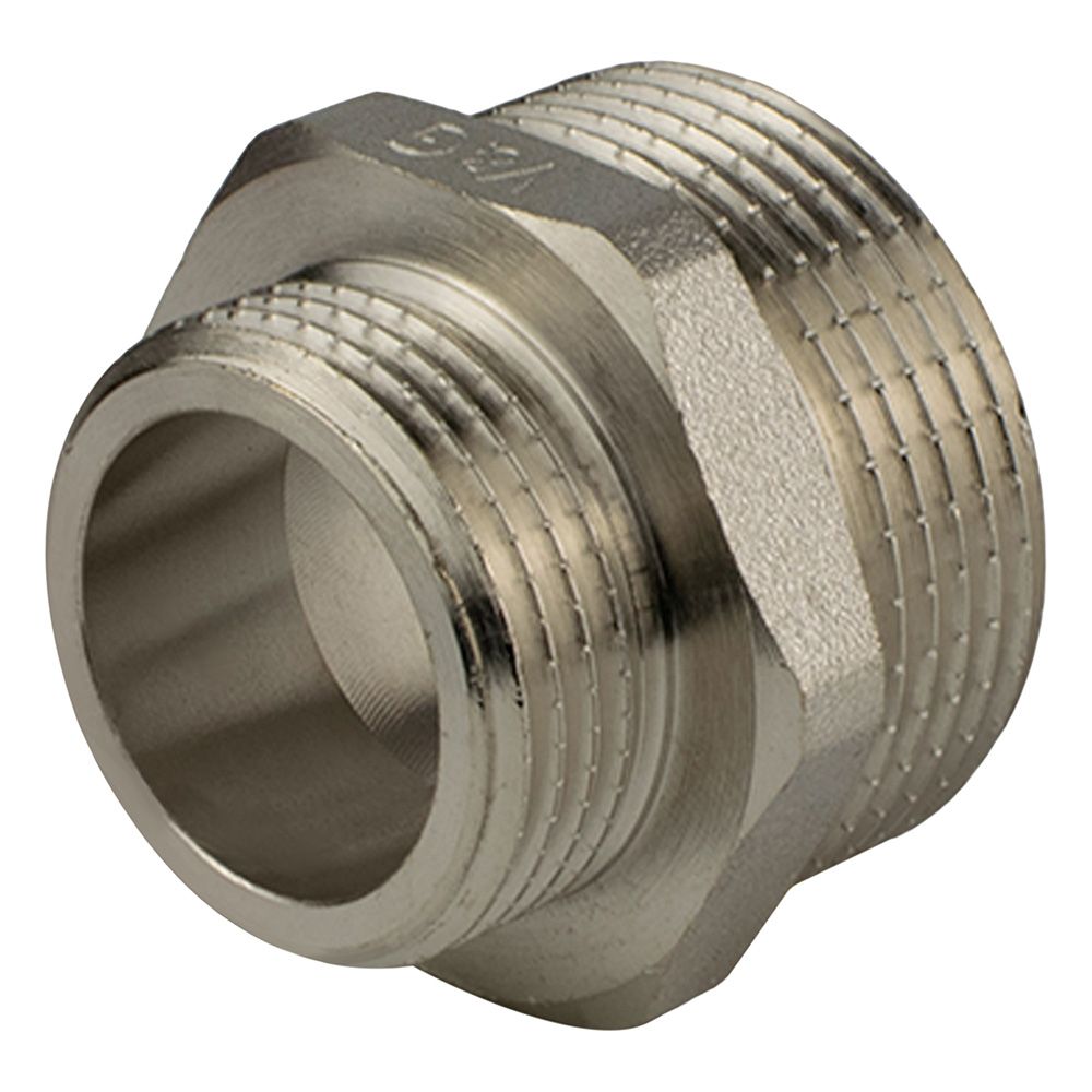 Ниппель переходной латунь никель 1 1/4"х1" НР/НР