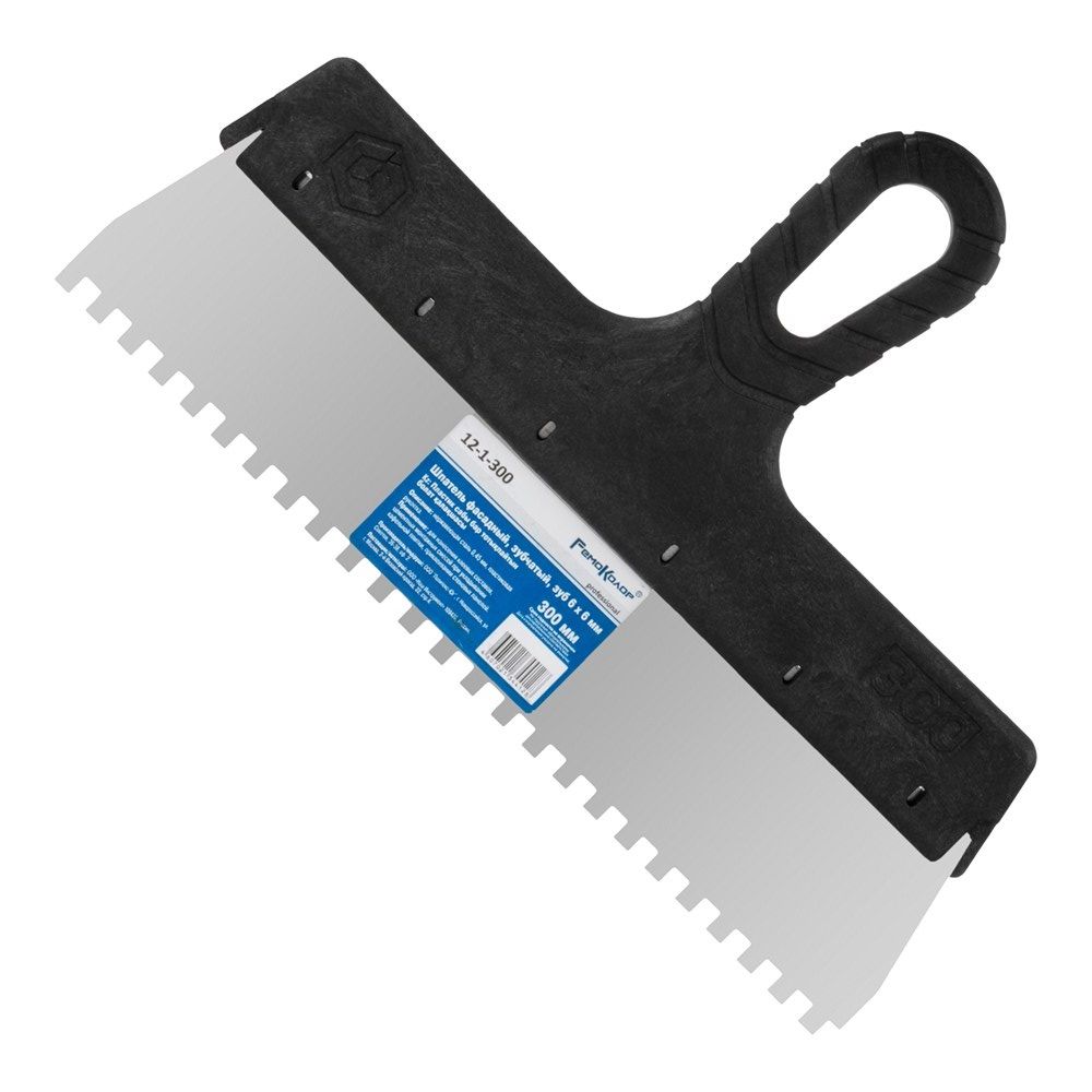 Шпатель фасадный, 300 мм, зуб 6х6 мм, зубчатый 12-1-300 (Remocolor) (шт.)